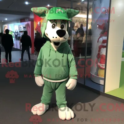 Produktbild von Maskottchenkostüm REDBROKOLY Grüner Hund mit Sweatshirt und Mütze