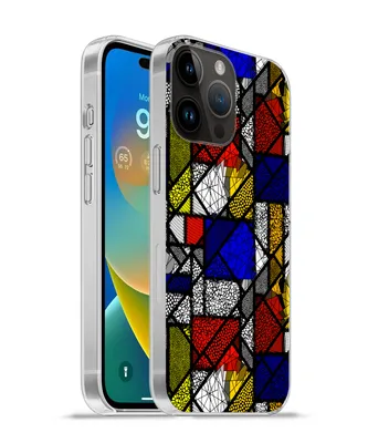 Produktbild von MuchoWow® Handyhülle Schutzhülle Hülle für Apple iPhone 14 Pro Max Mondrian - Glasmalerei - Alte Meister - Kunstwerk - Abstrakt - Malerei Silikon Softcase Handy Hülle - Hardcover