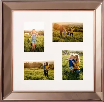 Produktbild von BELIANI Bilderrahmen Collage für 4 Fotos Kupfer Kunststoff mit Spiegeleffekt quadratisch 52x52 cm Deko Accesoires Wohnzubehör Wohnzimmer Schlazimmer Flur