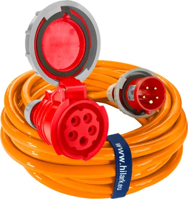 Obrázek produktu pro NEJODOLNĚJŠÍ prodlužovací kabel na trhu H07BQ-F 5x4 mm² 32 A, 5pólový, oranžový, IP67, 30 m