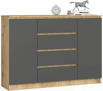 Image de Grande commode combinée SAVRILA - chêne artisan / gris