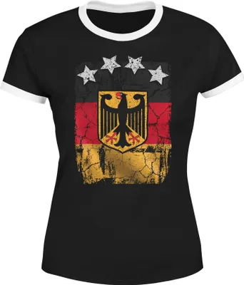 Produktbild von Cooles Herren WM-Shirt Deutschland Flagge Vintage 2018 Fußball Sterne schwarz-weiß L