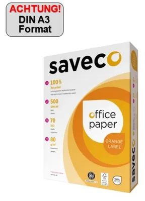 Produktbild von Saveco Kopierpapier Orange 100000006 A3 80g ws 500Bl.