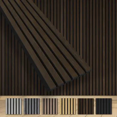 Zdjęcie produktu dla Panele akustyczne HEXIM, 280x30 cm, panele ścienne, duże, lameliowane, MDF, drewno, 0,85 m², XXL, naturalna okleina drewniana, grubość 21 mm, filc