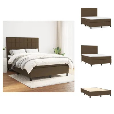 Obrázok produktu pre vidaXL Box spring posteľ s matracom tmavohnedá 140x200 cm látka - Postele a rámy postelí