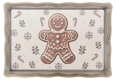 Produktbild von Clayre & Eef Tablett 31x22x2 cm Beige Kunststoff