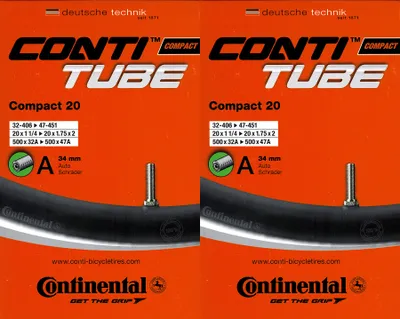 Produktbild von 2x Continental Compact 20 Schlauch 20 Zoll AV (32/47-406/451) AV 34mm