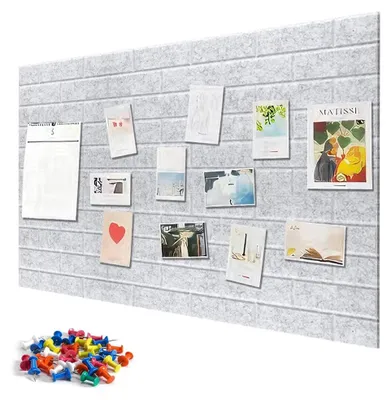 Productafbeelding van Viltwand-pinnenset, 12-delig, 30x30 cm, zelfklevend, modulair, zilvergrijs