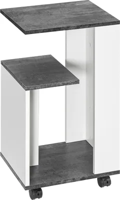 Produktbild von Nachttisch Beistelltisch Mit Rollen Couchtisch Kaffeetisch In Modernem Design Sofatisch Mit 3 Regalen Für Schlafzimmer Wohnzimmer Grau Weiß