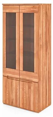Produktbild von Vitrine Bento aus Kernbuche massiv 74x45x176 cm mit 4 Türen und Glas
