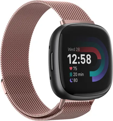 Produktbild von Strap-it Smartwatch-Armband – Milanaise-Armband – passend für Fitbit Versa 4 / Fitbit Sense 2 – pink – Größe: L