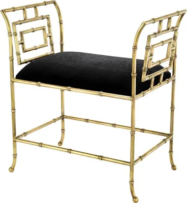 Produktbild von Casa Padrino Luxus Sitzbank Vintage Messingfarben / Schwarz 66 x 42 x H. 73 cm - Luxus Möbel