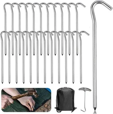 Produktbild von Famanu Zeltheringe Aluminium 18 cm mit Reflektorseil - Ideal für Garten, Camping, Angeln - Silber