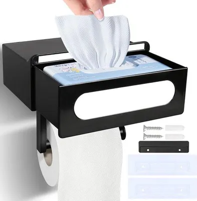 Produktbild von Schwarzes Toilettenpapierhalter-Set mit Ablage