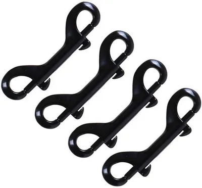 Productafbeelding van RVS karabiners - Zwart - Dubbele karabiners - 4 stuks - Duurzaam en stabiel