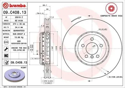 Zdjęcie produktu dla Tarcza hamulcowa BREMBO Artykuł: 09.C408.13