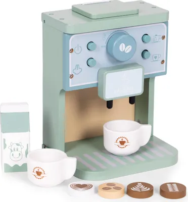 Immagine prodotto di Caffettiera in legno per bambini set da barista 8 pezzi ECOTOYS