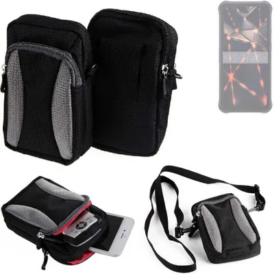 Produktbild von K-S-Trade Holster Schutz Hülle kompatibel mit Cubot KingKong 8 Handy Hülle Gürteltasche Umhängetasche mit Zusatzfach schwarz