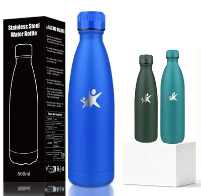 Produktbild von Trinkflasche Edelstahl 0,5L auslaufsicher, 24h kalt, 12h warm, Metall