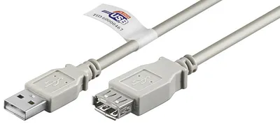 Produktbild von USB-A-Verlängerung, , 3 m, grau 2,5 W, 0,5 A, 480 Mbit/s, USB 2.0