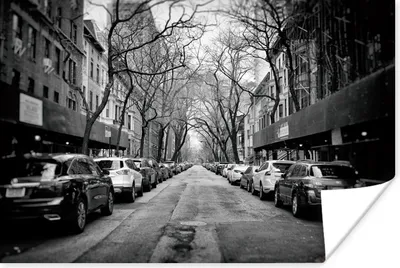 Produktbild von MuchoWow® Poster Geparkte Autos in New York - schwarz und weiß 180x120 cm - Fotoplakat