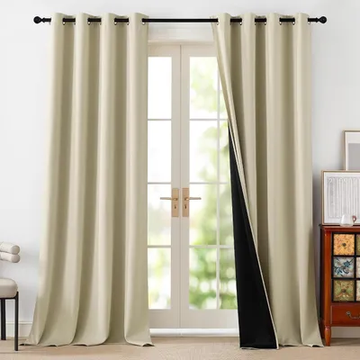 Productafbeelding van Verduisterende Gordijnen - Lichtdichte Gordijnen - Slaapverbetering - Warmte- en Koude-isolatie - 140x245 cm - Lichtbeige