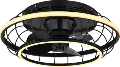 Produktbild von Globo Lighting Deckenventilator Metall schwarz matt, Kunststoff opal, dimmbar, Farben fixierbar, Memoryfunktion, Nachtlicht, Timer, Rotator, Fernbedienung, exkl. Batterie 2x AAA, max. Motorleistung 40W, Abkühlung im Sommer, Geschwindigkeitsstufen 670/920/1070 RPM, ø: 500mm, H: 180mm, inkl. LED 30W 230V, 180-3250lm Source, 130-1300lm Output, CCT 2700-6500K
