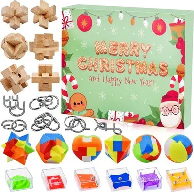 Produktbild von Weihnachtskalender 2024 – Hirnpuzzle-Set – 24 Stücke – Nachweihnachtskalender für Kinder und Jugendliche