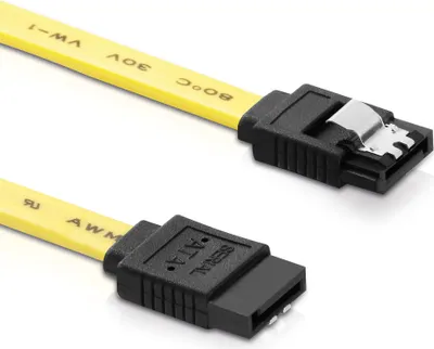 Produktbild von adaptare 31203 30 cm SATA-Kabel 6 GB/s mit Metall-Clip gelb