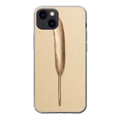 Produktbild von MuchoWow® Handyhülle Schutzhülle Hülle für iPhone 13 Gold bemalte Feder auf einem goldenen Hintergrund Silikon Softcase Handy Hülle - Karteninhaber