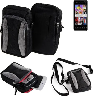 Produktbild von K-S-Trade Holster Schutz Hülle kompatibel mit Huawei Y8p Handy Hülle Gürteltasche Umhängetasche mit Zusatzfach schwarz