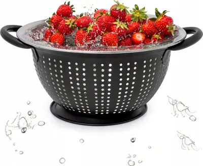 Zdjęcie produktu dla Cedzak Nierdzewny Durszlak z Uchwytami Czarny Mat 21cm