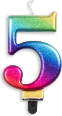 Produktbild von Zahlenkerze Regenbogen Metallic 5