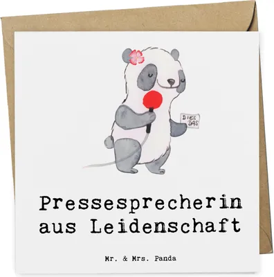 Produktbild von Mr. & Mrs. Panda Deluxe Karte Pressesprecherin Leidenschaft - Weiß - Geschenk, faltkarte, Klappkarte, Glückwunschkarte, Grußkarte, anlasskarte, doppelkarte