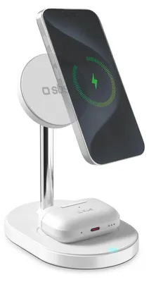 Produktbild von SBS Vertikales 35W Qi2.2 Wireless-Ladestation-Kit Mit USB-C Power Delivery Ladegerät Und 1,5 M Kabel