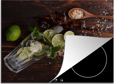 Produktbild von KitchenYeah© Herdabdeckplatte Cocktail - Obst - Limette , 57x51cm, Küche Deko, Glaskeramikkochfeld Herdabdeckung, Abdeckplatte fùr Kochfeld