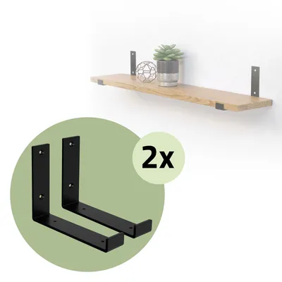 Produktbild von ML-Design 4 Stück Regalträger L-Form, 20x4x14 cm, Schwarz, aus Metall