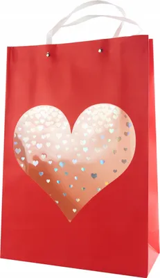 Produktbild von Geschenktüte mit Herz 31x44cm Groß - Stabile Papiertüte für Geschenke - Verschiedene Farben