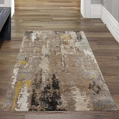 Obrázok produktu pre Moderný koberec s abstraktným vzorom v béžovo-hnedej farbe Veľkosť - 80 x 150 cm