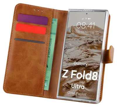 Produktbild von Handyhülle mit Klappe für Galaxy Z Fold8 Ultra, Bizon Case Pocket, Braun