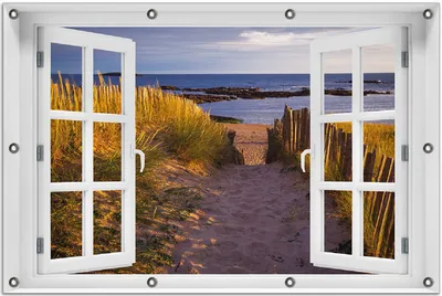 Produktbild von Wallario Outdoor-Poster für Garten oder Balkon 80 x 120 cm: Weg durch die Dünen zum Meer an der Küste