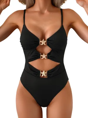 Productafbeelding van Eomenie: Één-delig badpak voor dames, monokini, y badpak, badpak met metalen details
