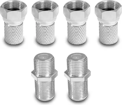 Produktbild von ARLI 4x F-Stecker 7 – 7,4 mm + 2x F-Verbinder – Koaxialkabel Zubehör für SAT TV DVB-S2 DVB-T2