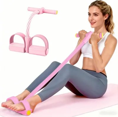 Imagen del producto de Banda de resistencia con 6 bandas elásticas, pedal, agarres de espuma NBR, versátil, ideal para Pilates y entrenamiento en casa