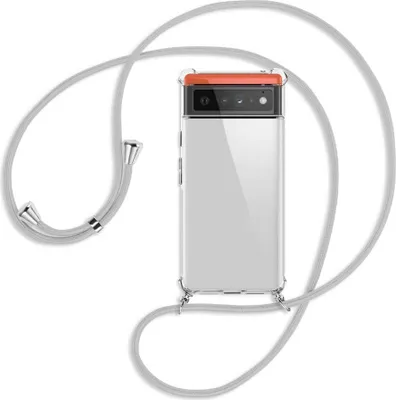 Produktbild von Handykette Backcover-Schutzhülle mit Band (Metall silberfarben) für Google Pixel 6 - silbergrau
