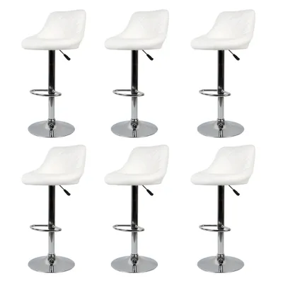 Produktbild von Barhocker 6er Set Drehbare Barstuhl Küchenhocker aus Kunstleder Höhenverstellbar weiß