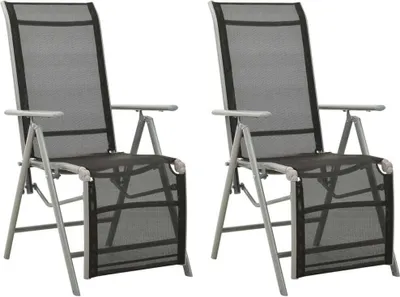 Image de Chaises de jardin lot de 2 Textilène et aluminium Argenté