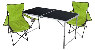 Image de set de meubles de camping 3 pièces Lime Table réglable en hauteur + chaises