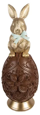 Produktbild von Clayre & Eef Dekorationsfigur Kaninchen Ø 26x62 cm Goldfarbig Kunststoff