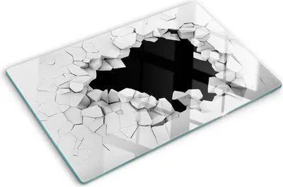 Produktbild von Tulup Glas Herdabdeckplatte - 80x52 cm - Glaskeramikkochfeld-Abdeckung Spritzschutz Glasabdeckplatte - Einteilig - Kunst: Modern & Klassisch - Loch in der Wand - Weiß